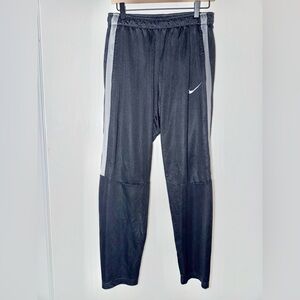 Nike Activewear Pant Women Size Large Straight Leg Black Polyester Grey Stripes